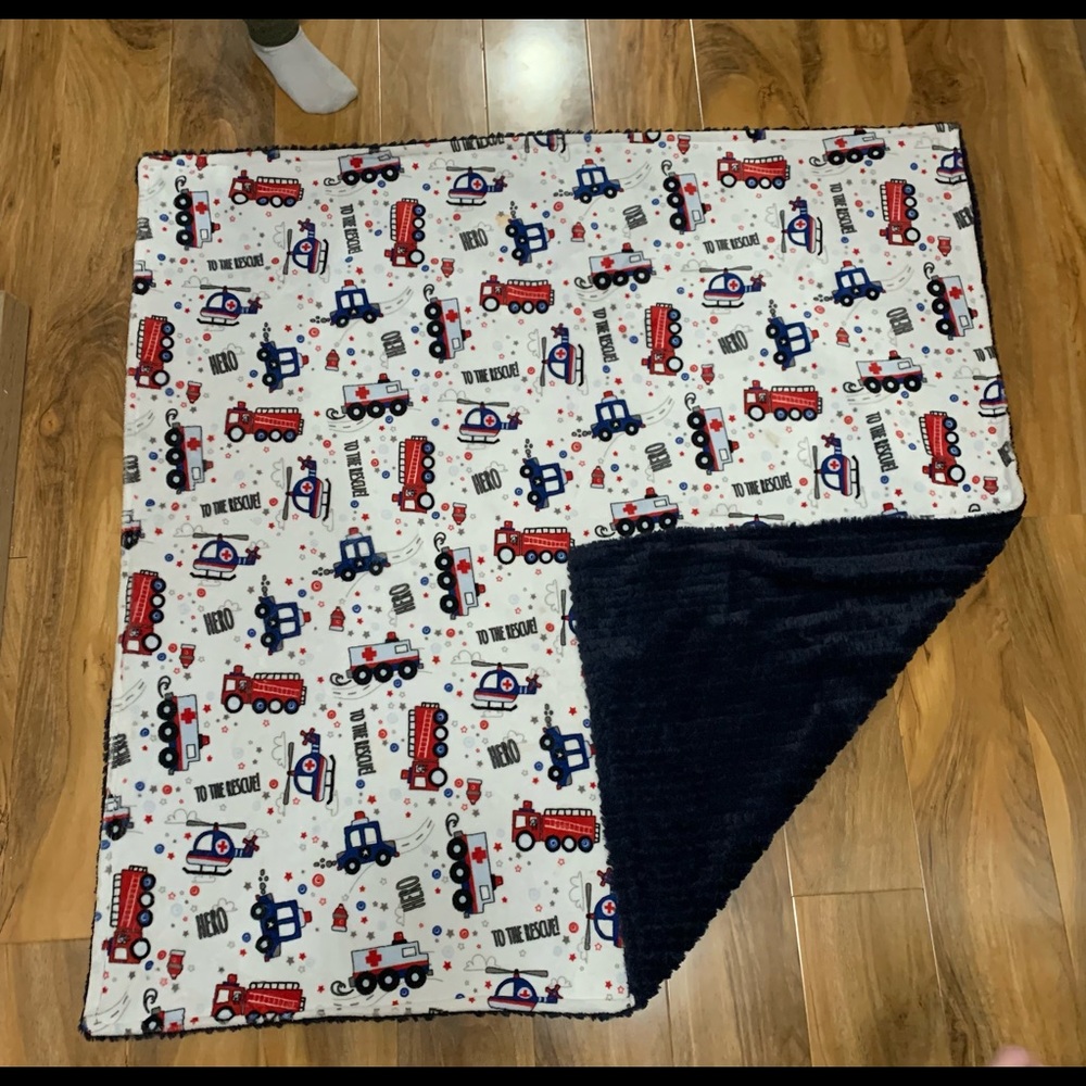 Rescue Vehicles and Navy Brooklynn Toddler Minky